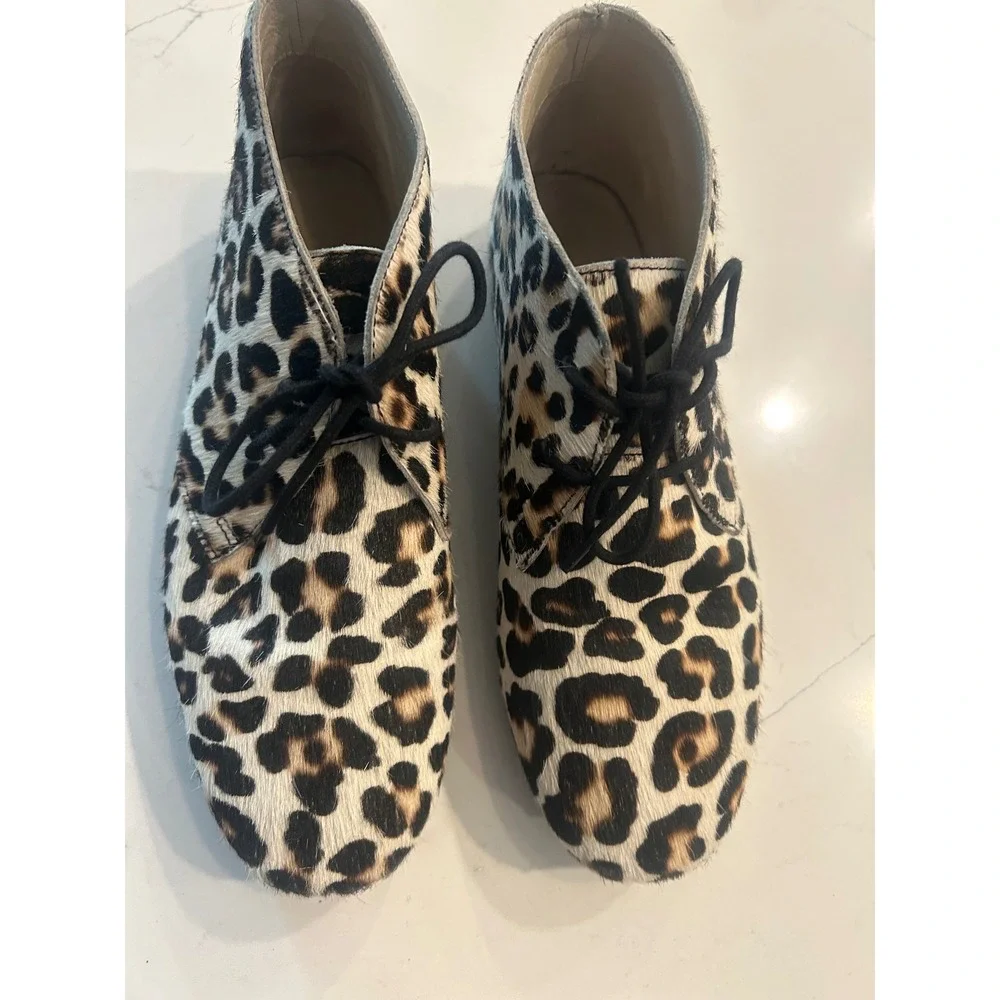 Boden Desert Boots Leopard Print Calf Hair Lace Up Chukka 611387 A0423-39 Ankle